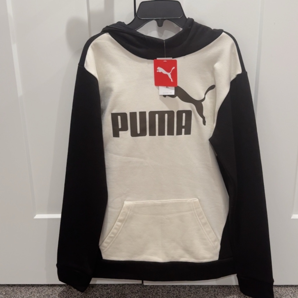 Puma Youthblack And White Hoodie Sweater
